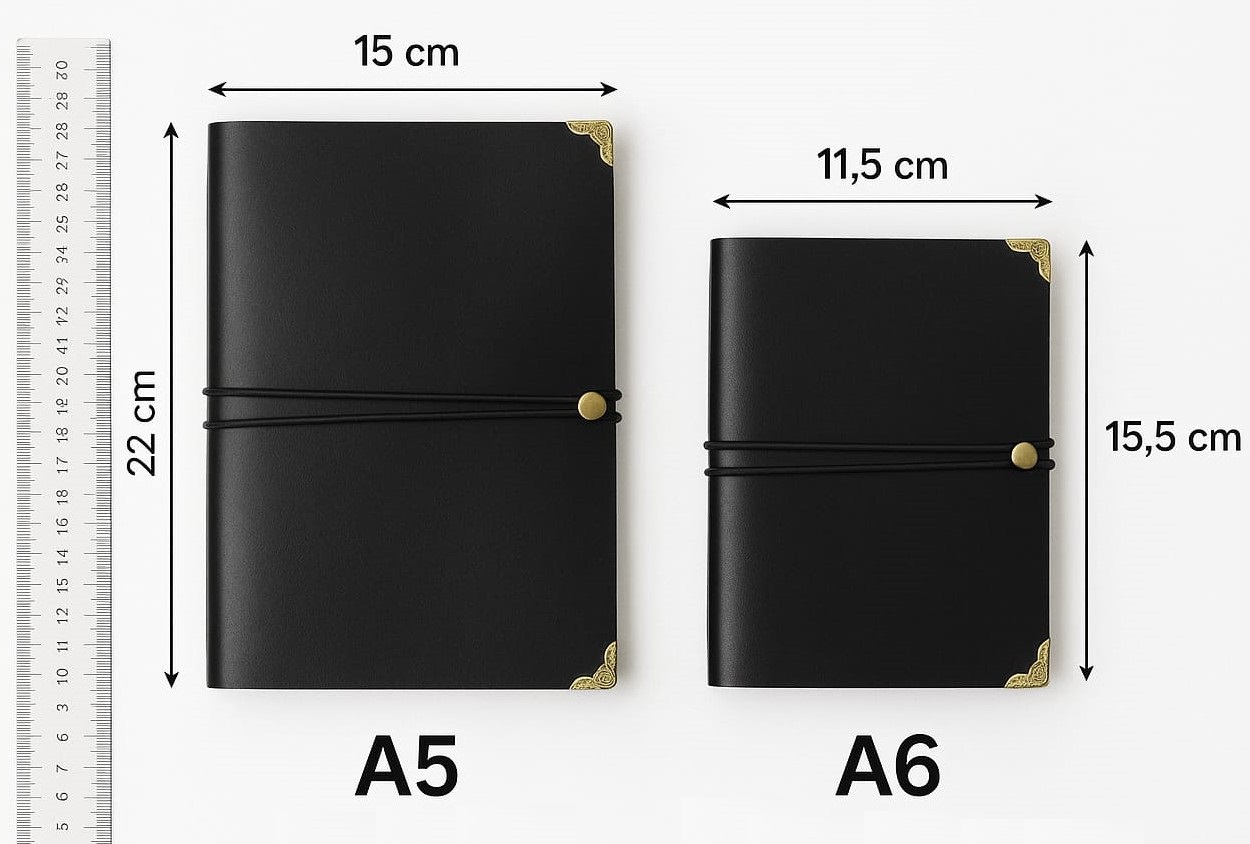 Comparativo de tamanhos A5 e A6