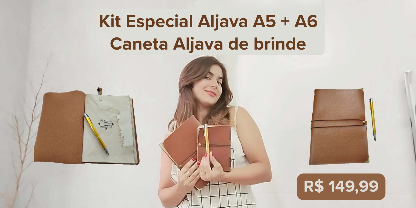 Kit Cadernos Aljava A5+A6, Ganhe 1 caneta Aljava